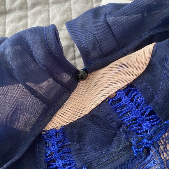 NWT Blue Lace Longsleeve Fitted Mini Dress - Picture 8 of 8